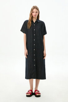 여성 린넨 블렌드 데님 셔츠 원피스 T32G1NOP02TWL11AP