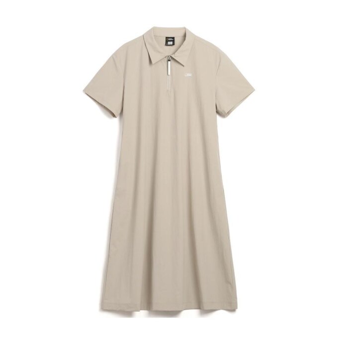 여성 아델리 경량 우븐 스트레치 카라 원피스 MOURNING BEIGE N242WOP020
