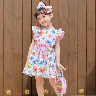 여름 데일리 레드 화이트 멀티 꽃나염 원피스 Q23DCO150