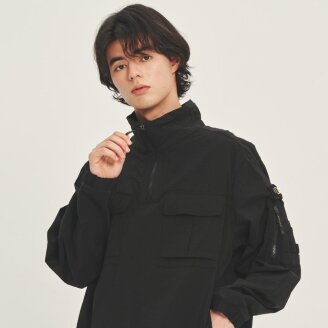 [공용]디머 우븐 TRAINING SET 스탠카라 ANORAK (CARBON BLACK) N231UFT041