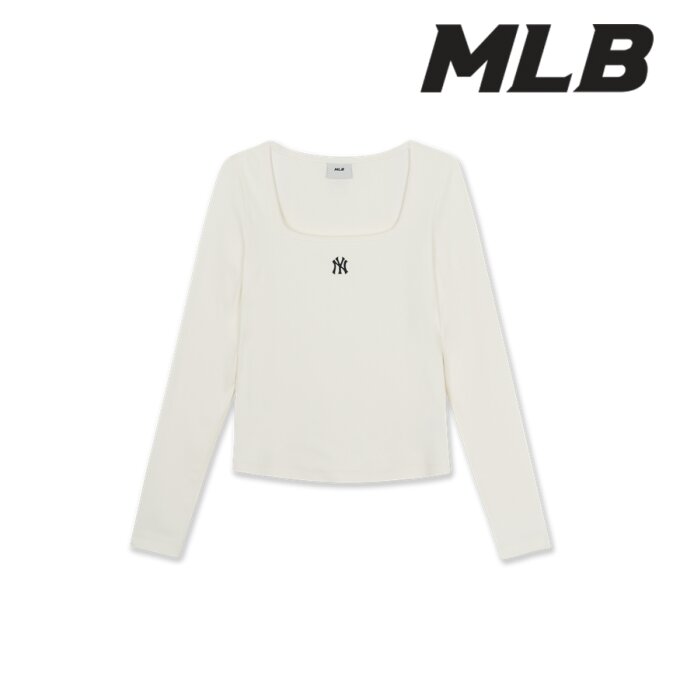 여성 베이직 슬림 세미크롭 스퀘어넥 긴팔 티셔츠 3FTSB1264-50CRS