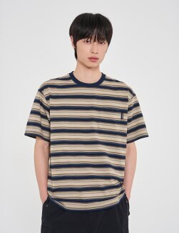 로고 스트라이프 티셔츠 