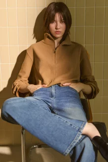 제니 하프집업 스웻 티셔츠