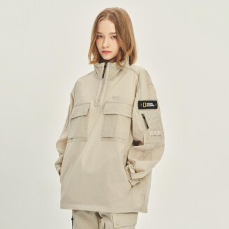 [공용]디머 우븐 TRAINING SET 스탠카라 ANORAK (OAK BEIGE) N231UFT041