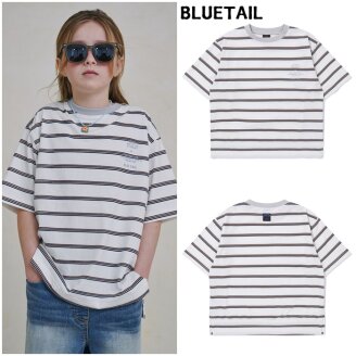 화이트 스트라이프 배색 티셔츠 AAB1TS05WT