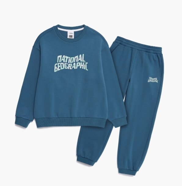 K264UPB010기모 맨투맨 상하 SET TEAL BLUE