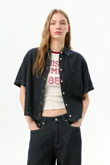 여성 린넨 블렌드 데님 셔츠 T32G1NSH03TWL11AP 