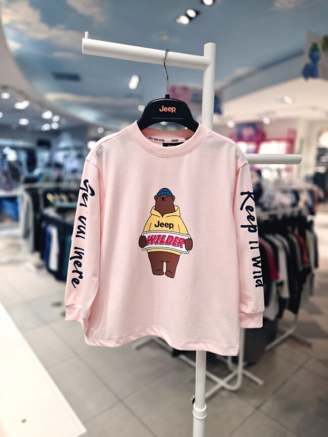 소매 레터링 후드곰 긴팔티 KR3TSU025 PK