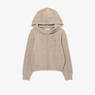 26F/W 라코스테 여성 케이블 후드집업 스웨터 AF500E-56N 02S