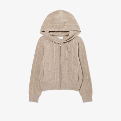 26F/W 라코스테 여성 케이블 후드집업 스웨터 AF500E-56N 02S