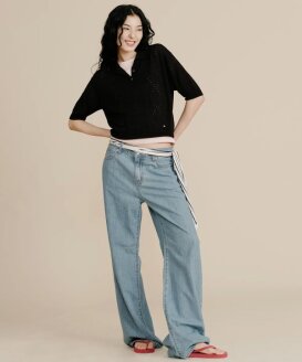 여성 스트레이트 린넨 여름 데님팬츠 PJTI2LGM405
