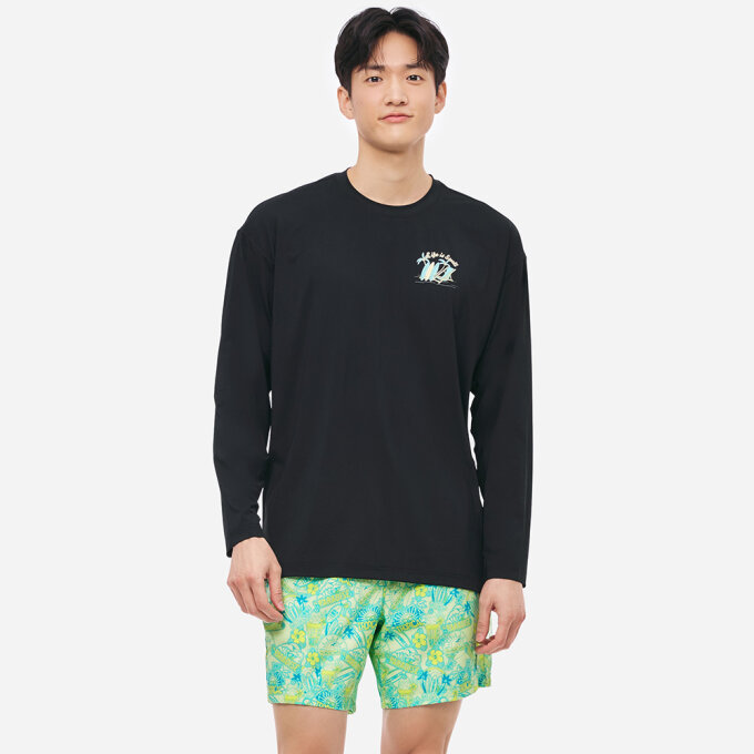 유니 트로피컬 루즈핏 래쉬가드 블랙 (B5SUWRG231BLK)
