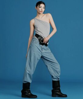 여성 스트레이트 린넨 여름 데님팬츠 PJTI2LGM415