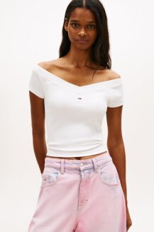 슬림 오프숄더 립 탑 T32G1TTO45TWT1YBL