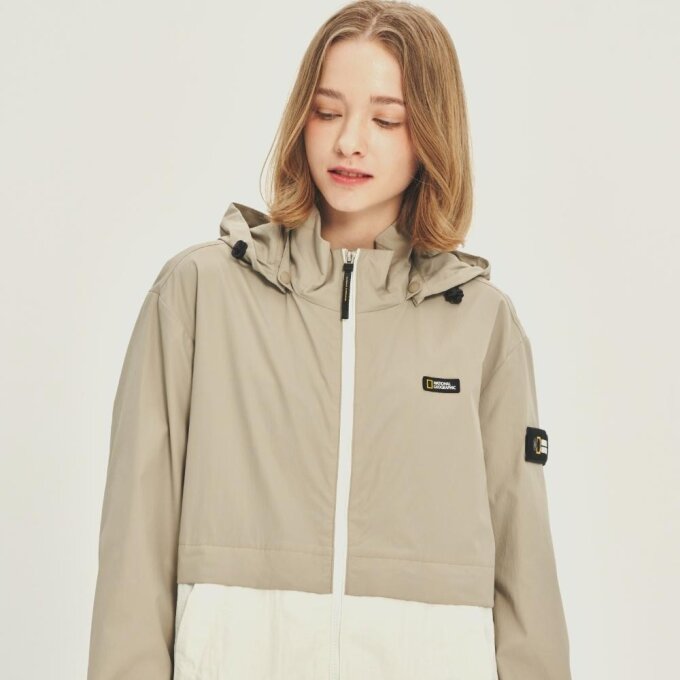 [공용]UNI 배색 후디 탈부착 바람막이 자켓 (BEIGE) N231UJP070