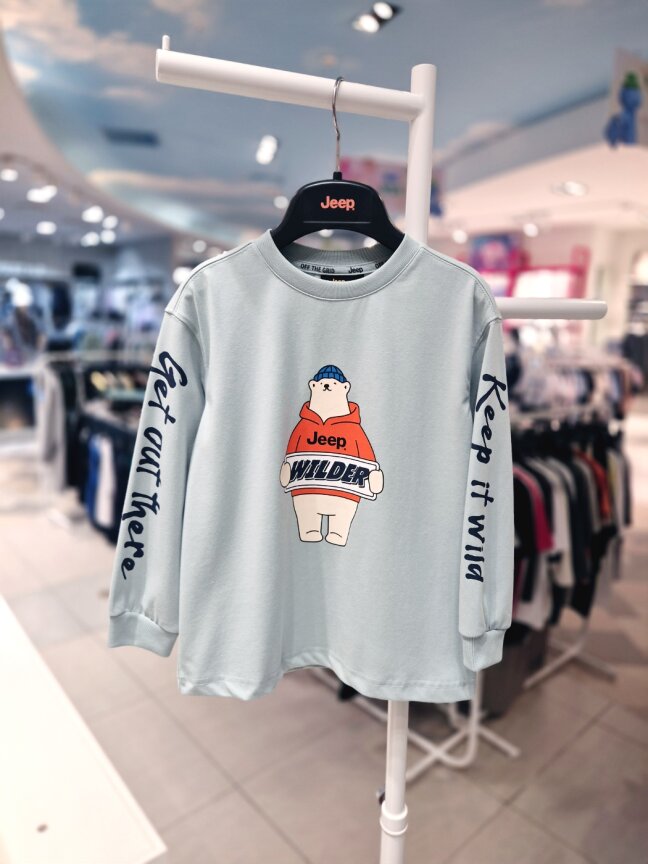 소매 레터링 후드곰 긴팔티 KR3TSU025 MT