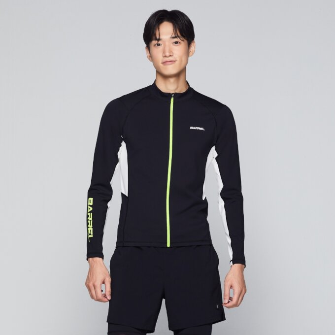 맨 모션 스탠다드핏 집업 래쉬가드 블랙 (B3SMWZR003BLK)