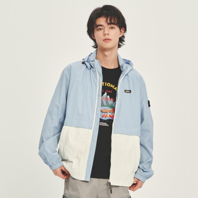 [공용]배색 후디 탈부착 바람막이 자켓 (STORM BLUE) N231UJP070