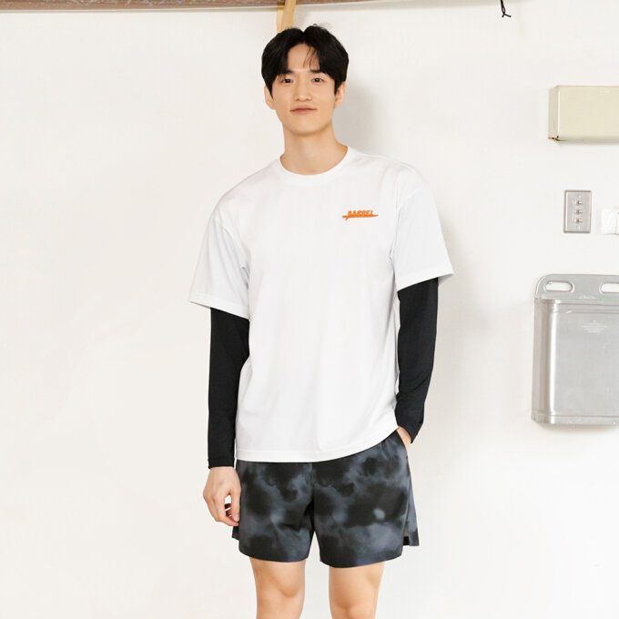 맨 서핑 루즈핏 반팔 레이어드 래쉬가드 오프화이트 (B6SMWRG112OWT)