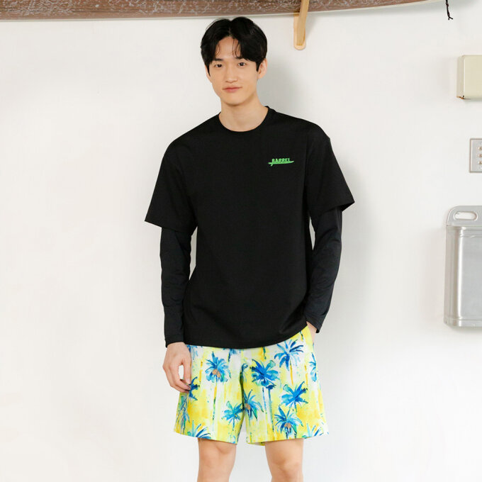 맨 서핑 루즈핏 반팔 레이어드 래쉬가드 블랙 (B6SMWRG112BLK)