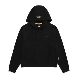 여성 레푸스 크롭 세미 오버핏 후디 맨투맨 CARBON BLACK N241WHD060