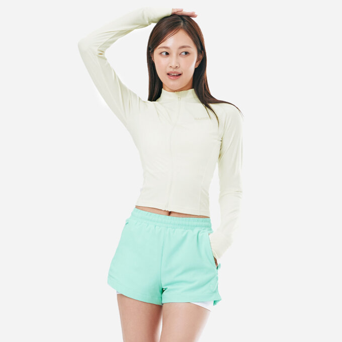 우먼 에센셜 크롭 집업 래쉬가드 아이보리 (B5SWWCZ001IVR)