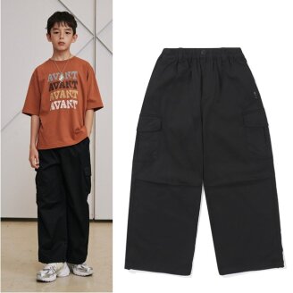 블랙 사이드포켓 우븐팬츠 AAA3PT05BK