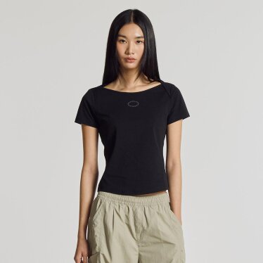WOMEN Frozen 보트넥 반팔티(SLIM FIT) NBNEG2W572 BK