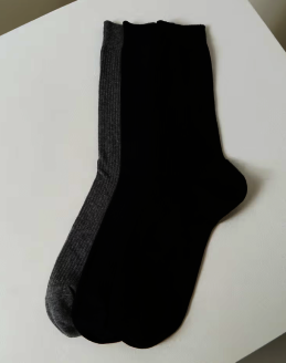 화이트 로고자수 장목 남성 양말3종세트 HISS6F503WT