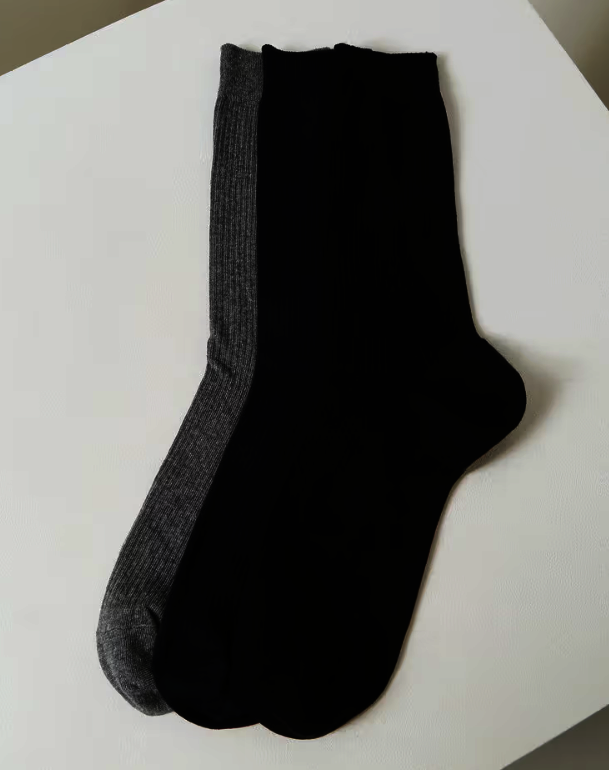 화이트 로고자수 장목 남성 양말3종세트 HISS6F503WT