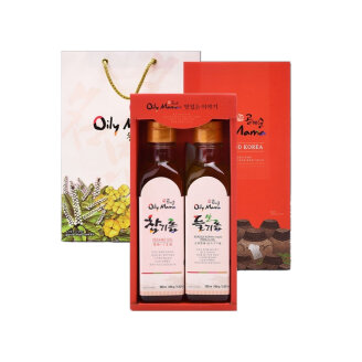공식품 공계순 국산 기름 2종 선물세트(들기름180ml/참기름180ml)