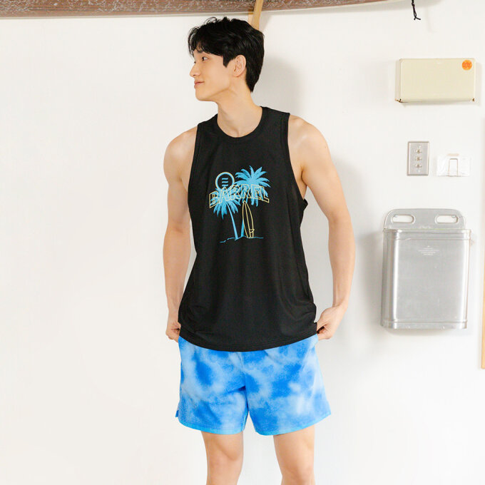 맨 트로피카 루즈핏 메쉬 슬리브리스 블랙 (B6SMWSV121BLK)