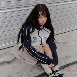 프리미어 저지 트랙 탑 - 화이트:네이비 / REJU6EZ25N2