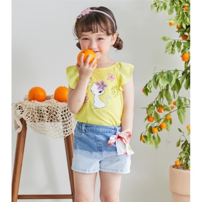 여름 데일리 노랑 티셔츠 Q23DCT100