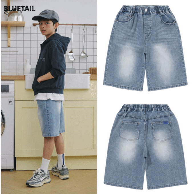  아동 블루 데님 반바지 AAB1PT02BU