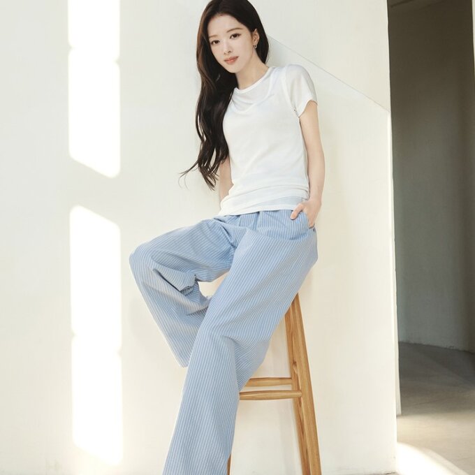 지오다노여자 시어서커와이드풀밴딩팬츠165934a