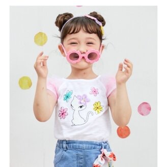 여름 데일리 화이트 샤 배색 티셔츠 Q23DCT110