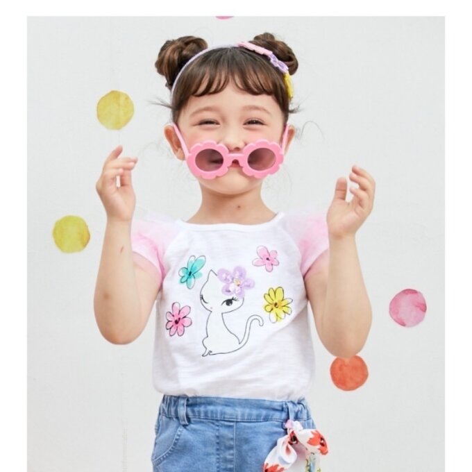 여름 데일리 화이트 샤 배색 티셔츠 Q23DCT110