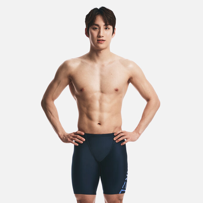 베이직 빅로고 4부 재머 수영복 딥네이비 (B6SMSMS103DNV)
