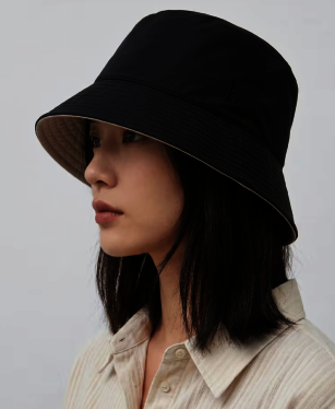 블랙 베이지 퍼피자수 리버서블 버킷햇 HIHE6F006BK