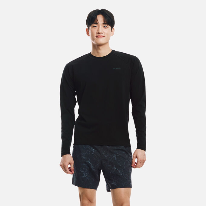 맨 릴렉스핏 크랙 배색 래쉬가드 블랙 (B6SMWRG101BLK)