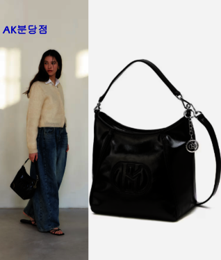 시그니처 H 패치 블랙 호보숄더백 S (유광) HIBA6F524BK