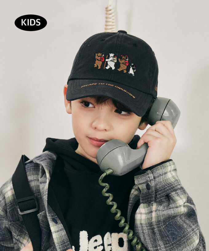 등산 곰 키즈 캡 모자 KR0GCU039 BK