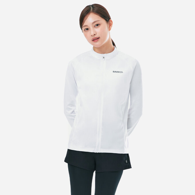 우먼 에센셜 릴렉스핏 집업 래쉬가드 화이트 (B5SWWZR001WHT)