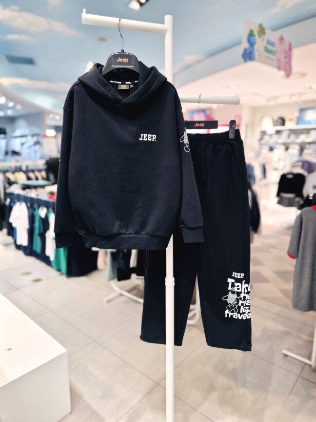 빅 스키곰 후드티 KR4THU060 스트레이트 팬츠 KR4TPU060 BK