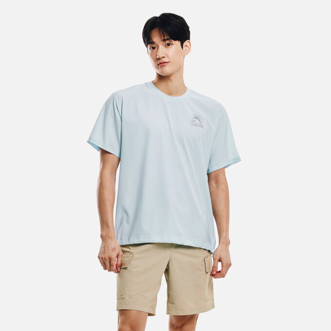 유니 오버핏 아트웍 메쉬 반팔 티셔츠 아쿠아블루 (B6SUWSS201AQB)