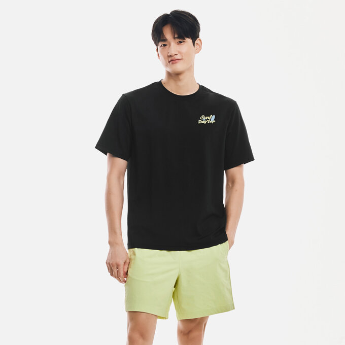 맨 루즈핏 아트웍 반팔 래쉬가드 블랙 (B6SMWRG104BLK)