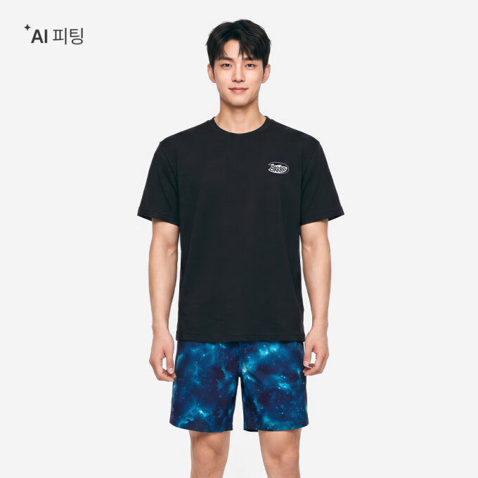 서핑보드 오버핏 반팔 티셔츠 블랙 (B6FUWSS701BLK)