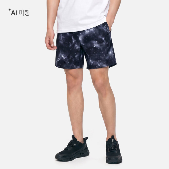 맨 스페이스 4부 워터 쇼츠 블랙 (B6FMWBS601BLK)