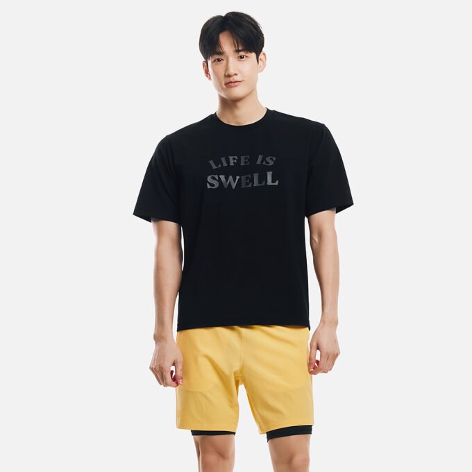 맨 에센셜 루즈핏 반팔 래쉬가드 블랙 (B6SMWRG103BLK)